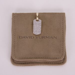 David Yurman 18k Yellow Gold With Pave Diamonds 21mm Chevron Tag Pendant