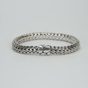 John Hardy 925 Sterling Silver 8mm Wheat Link Kali Pebble Bracelet 7.5''