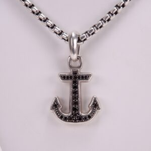 David Yurman 925 Sterling Silver & Black Diamond Maritime Anchor Amulet