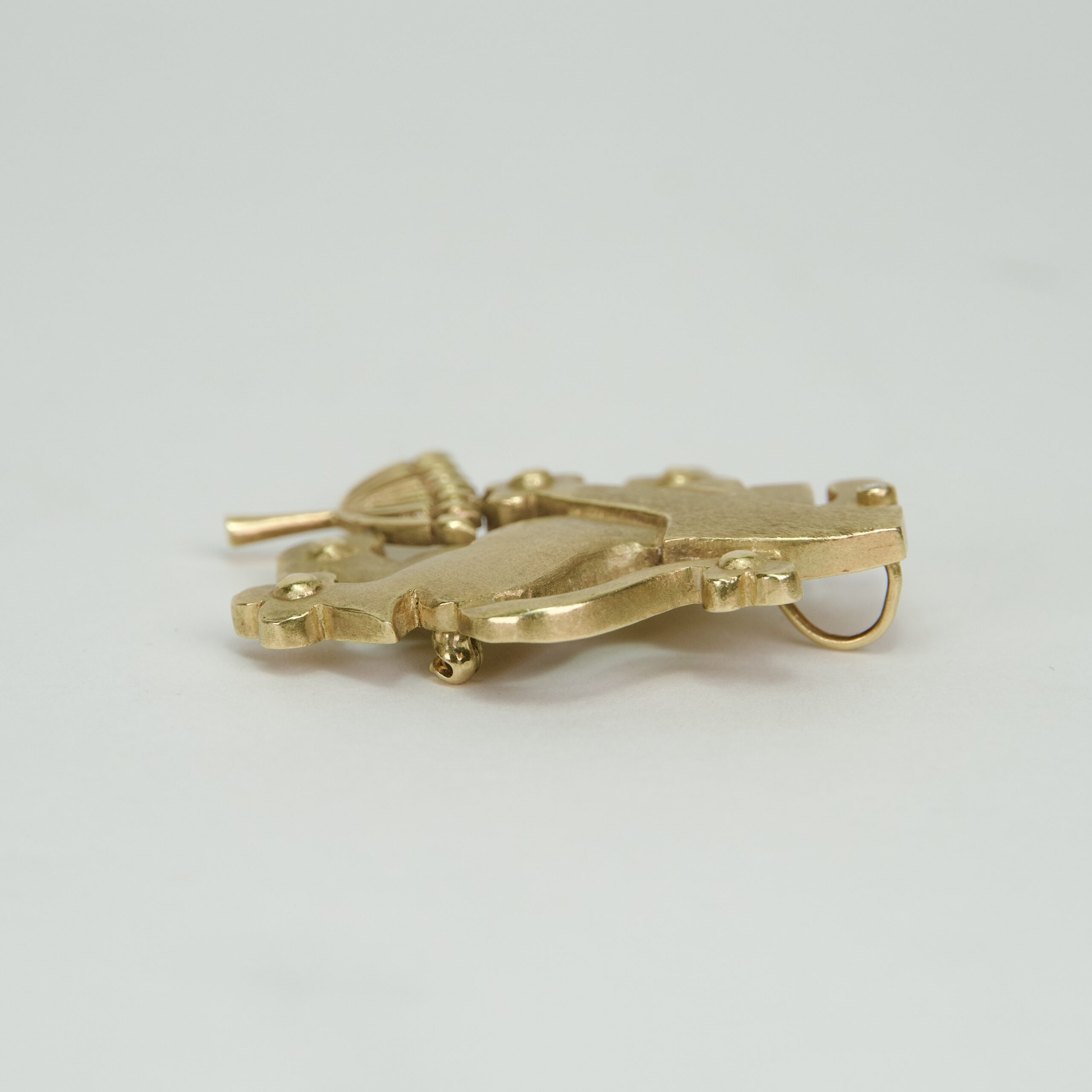 14k Yellow Gold & Diamond Large Lion of Judah Menorah Pendant Pin Brooch - Image 6