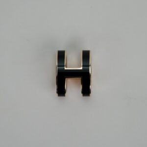 HERMES Mini Pop H Pendant Rose Gold Noir Enamel