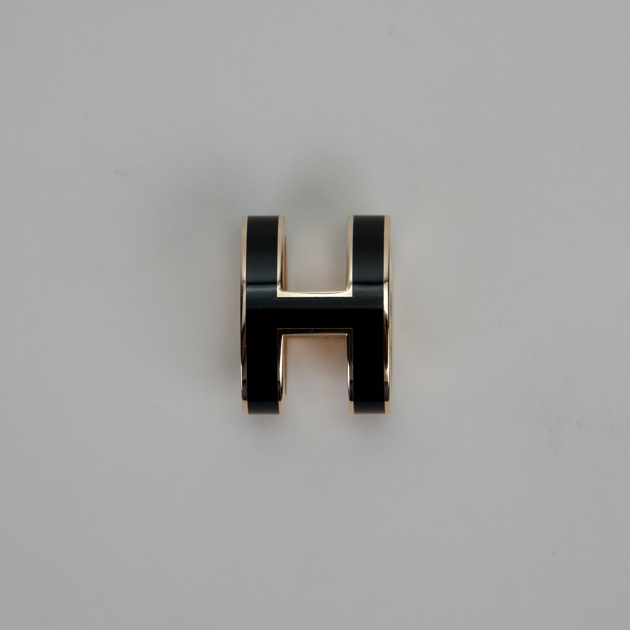 HERMES Mini Pop H Pendant Rose Gold Noir Enamel