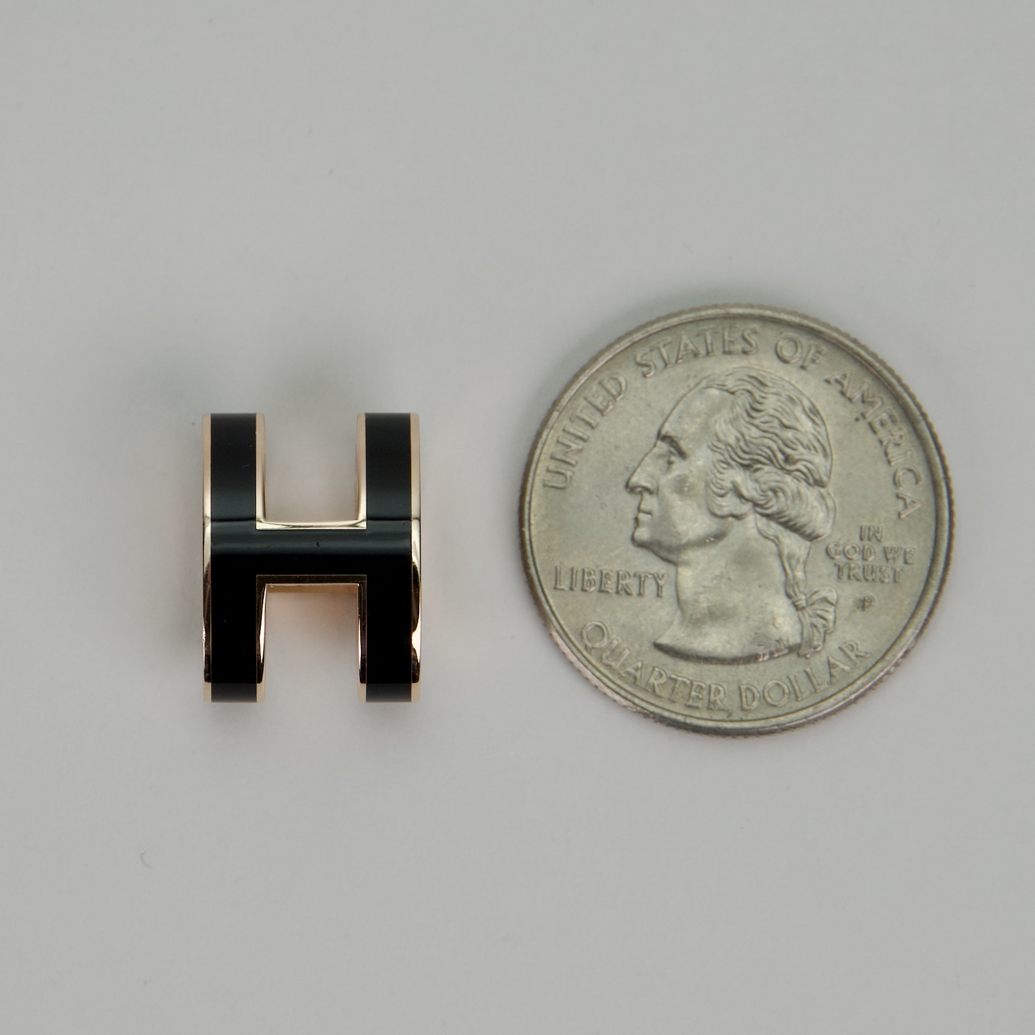 HERMES Mini Pop H Pendant Rose Gold Noir Enamel - Image 5