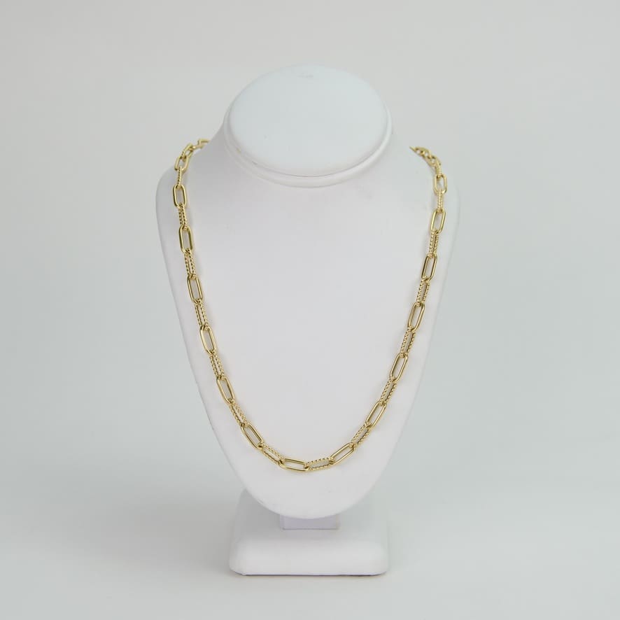 Roberto Coin 18K Yellow Gold 5mm Alternating Paperclip Necklace 17”