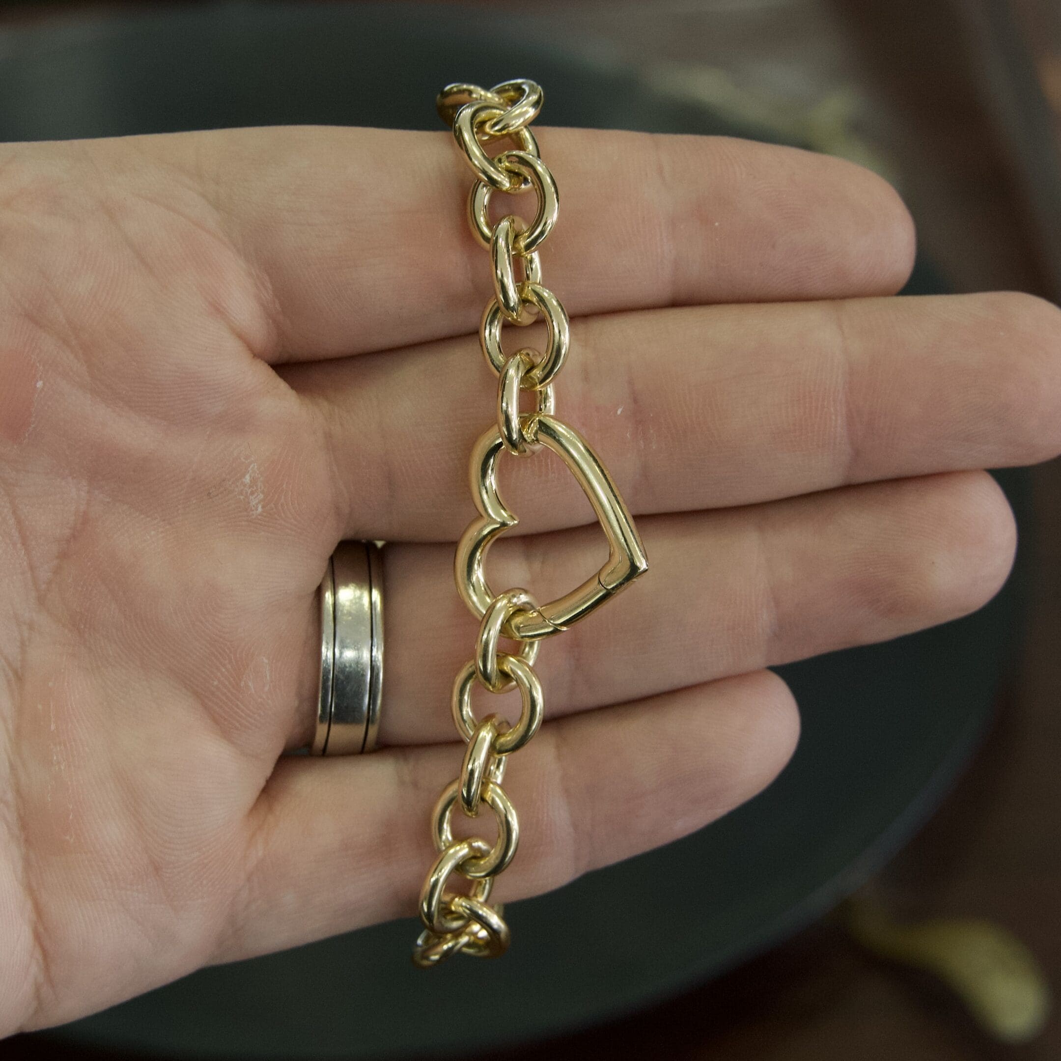 Tiffany & Co. 18k Yellow Gold Open Heart Charm Bracelet 8”