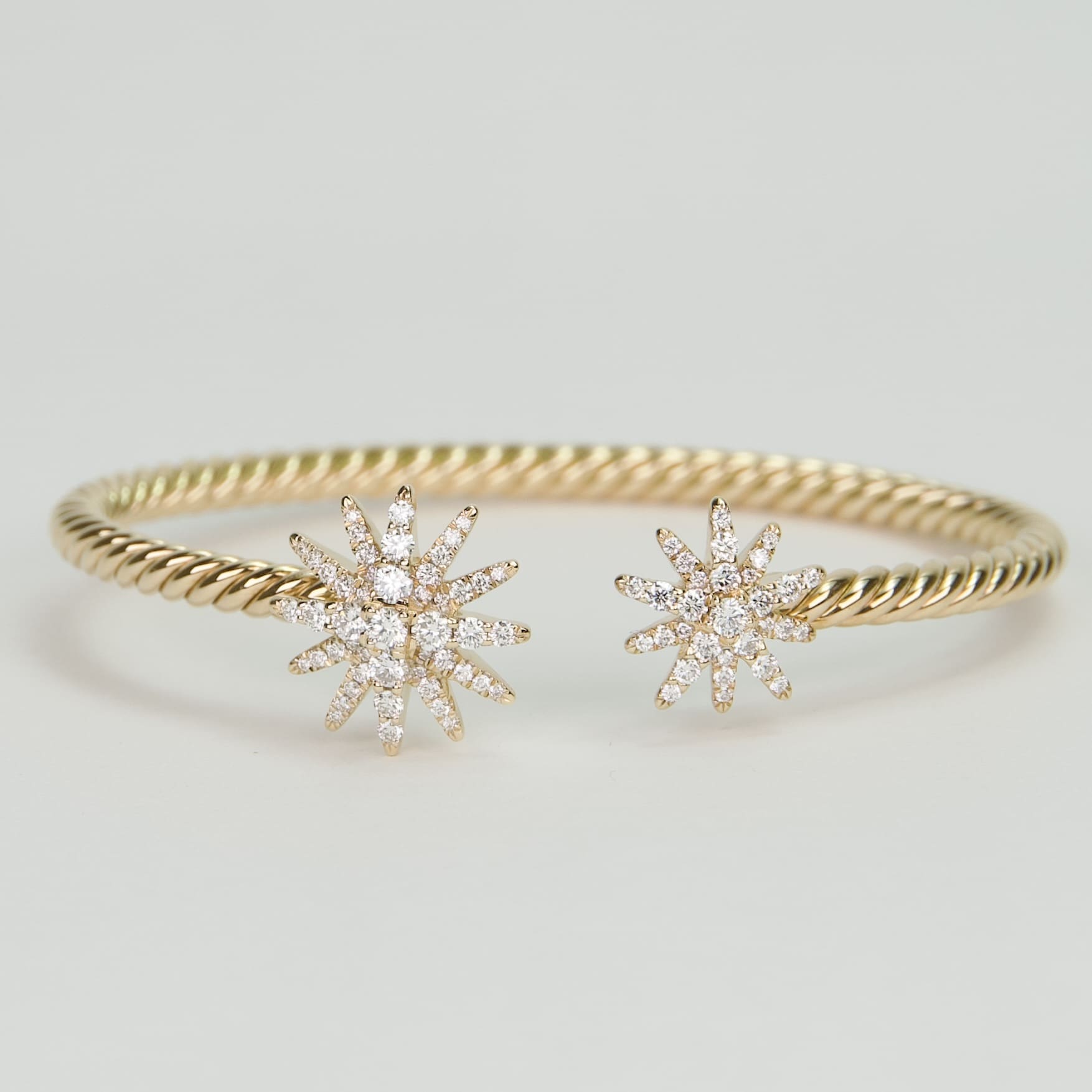 David Yurman 18k Yellow Gold Diamond 3.5mm Starburst Cable Bracelet Medium