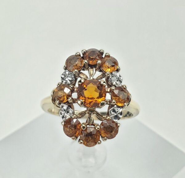 10k Multi-Tone Gold 1.15ctw Citrine Open Work North South Dinner Ring 5.25'' - Image 4