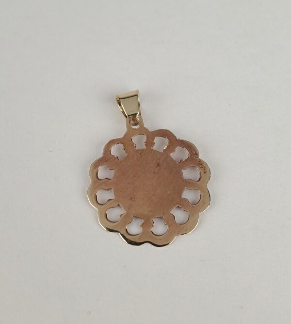 10k Multi-Tone Gold Caridad De Cobre Medallion Circle Drop Pendant - Image 6