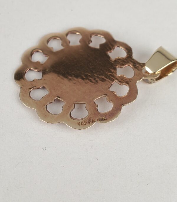 10k Multi-Tone Gold Caridad De Cobre Medallion Circle Drop Pendant - Image 7