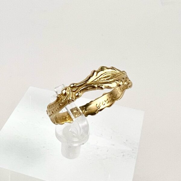 10k Yellow Gold Bark Branch Tree Engraved Band 7'' - Image 3
