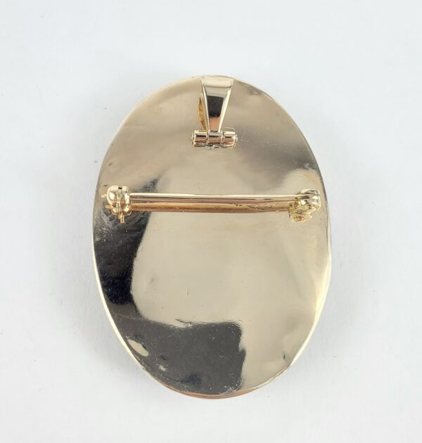 10k Yellow Gold Satsuma Oval Japanese Charm Pin Brooch Pendant 1 7/8'' - Image 6