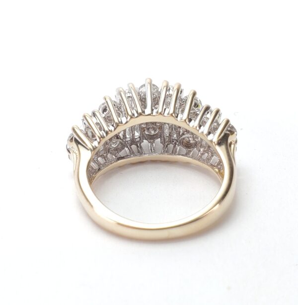 14k Multi-Tone Gold 2.2ctw Round Brilliant Baguette Diamond Cluster Band Ring - Image 10