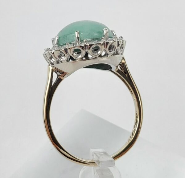 14k Two-Tone Gold Jadeite Jade Halo Natural Diamond Cocktail Ring 7.75'' - Image 7