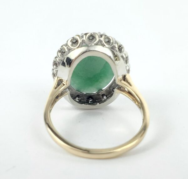 14k Two-Tone Gold Jadeite Jade Halo Natural Diamond Cocktail Ring 7.75'' - Image 8