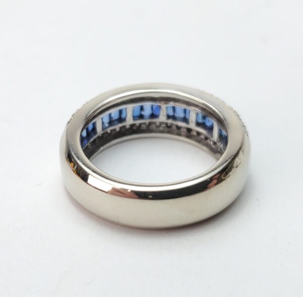 14k White Gold 1.31ctw Natural Blue Sapphire Diamond 7.75mm Mens Band Ring 7'' - Image 11
