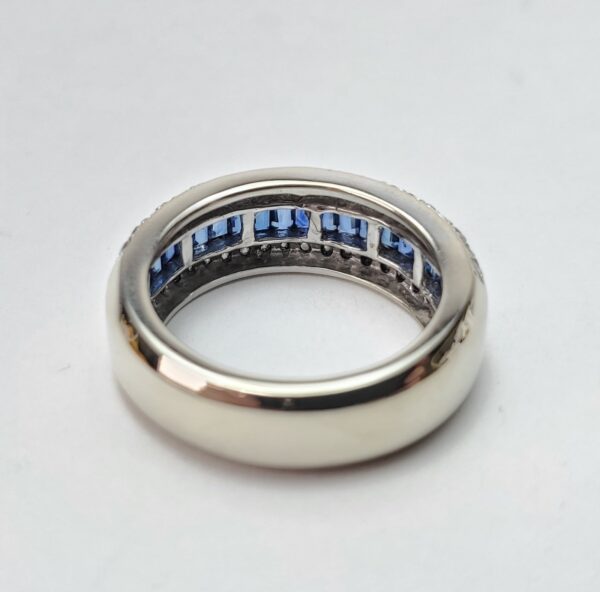 14k White Gold 1.31ctw Natural Blue Sapphire Diamond 7.75mm Mens Band Ring 7'' - Image 10