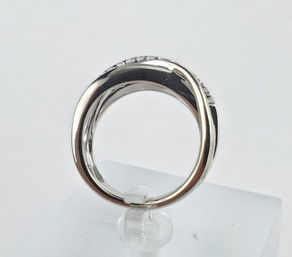 14k White Gold .50ctw Round Brilliant Diamond Weave Crossover Band Ring 6.25'' - Image 6