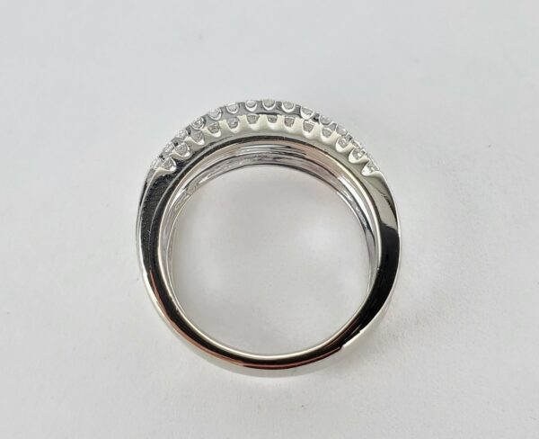 14k White Gold .50ctw Round Brilliant Diamond Weave Crossover Band Ring 6.25'' - Image 7