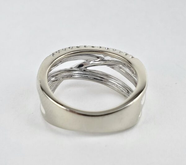 14k White Gold .50ctw Round Brilliant Diamond Weave Crossover Band Ring 6.25'' - Image 8