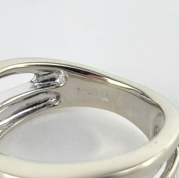 14k White Gold .50ctw Round Brilliant Diamond Weave Crossover Band Ring 6.25'' - Image 9