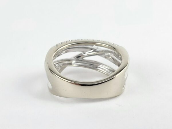 14k White Gold .50ctw Round Brilliant Diamond Weave Crossover Band Ring 6.25'' - Image 10