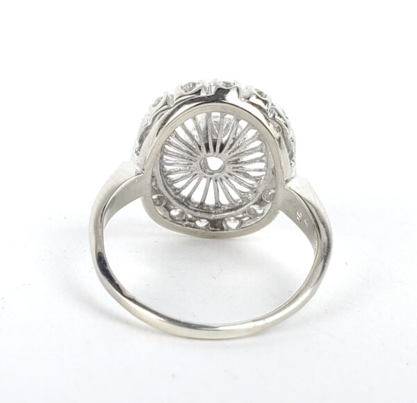 14k White Gold .90ctw Old European Single Cut Halo Diamond Oval Cocktail Ring - Image 8