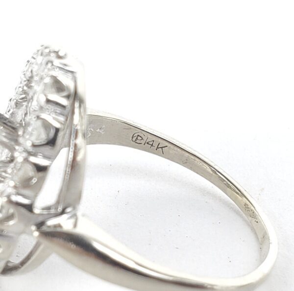 14k White Gold .90ctw Old European Single Cut Halo Diamond Oval Cocktail Ring - Image 10