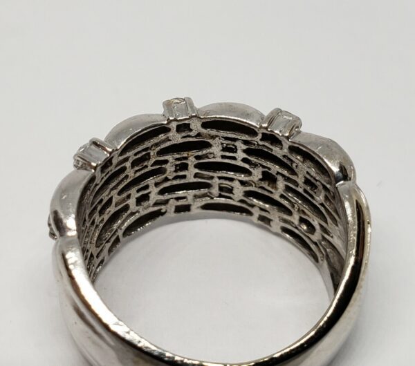 14k White Gold Weave Weaved Multi-Band Ribbed Unique Wide Ring 7.5'' - Image 6