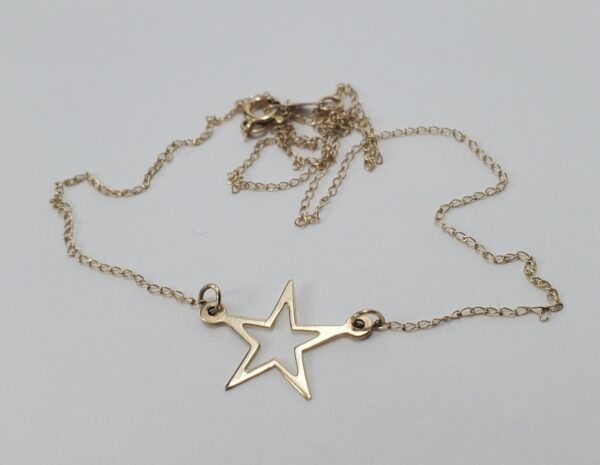 14k Yellow Gold 11mm 5 Pointed Star .87mm Chain Link Necklace 15 3/8'' - Image 5