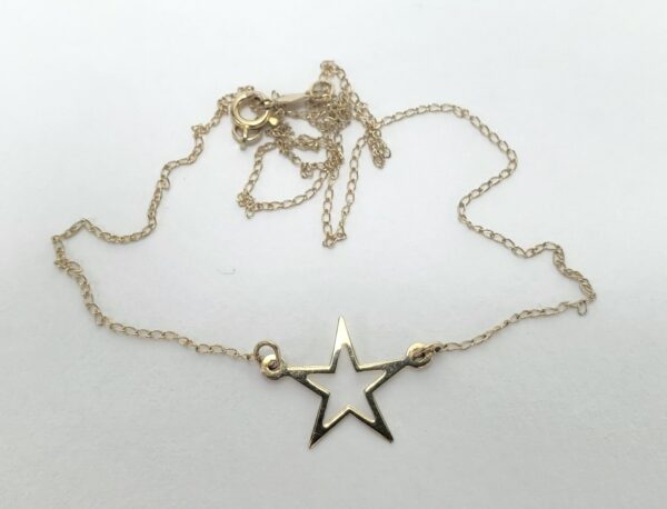 14k Yellow Gold 11mm 5 Pointed Star .87mm Chain Link Necklace 15 3/8'' - Image 6