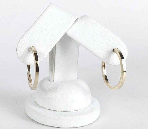 14k Yellow Gold 2.1mm Square Wire Drop Hanging Dangle Dangling Hoop Earrings 1'' - Image 3