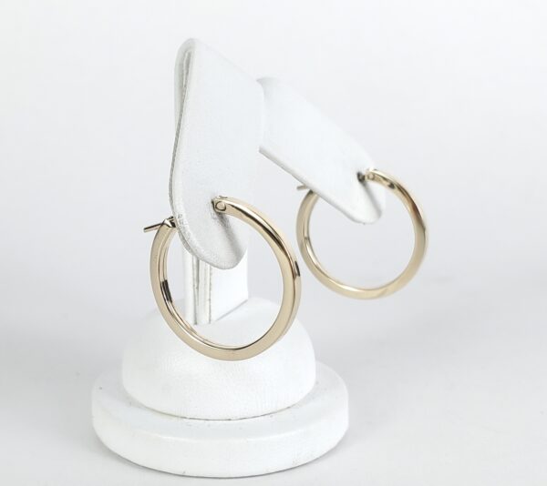 14k Yellow Gold 2.1mm Square Wire Drop Hanging Dangle Dangling Hoop Earrings 1'' - Image 5