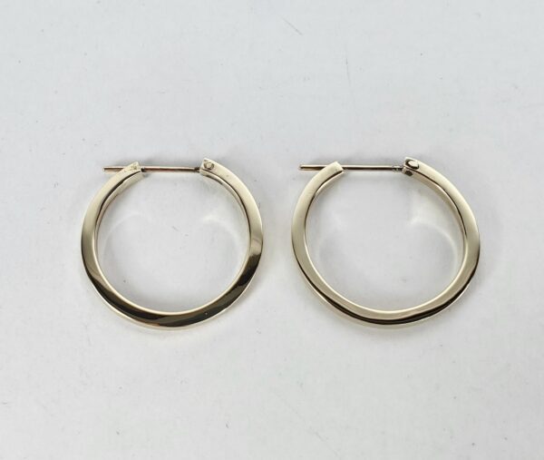 14k Yellow Gold 2.1mm Square Wire Drop Hanging Dangle Dangling Hoop Earrings 1'' - Image 6