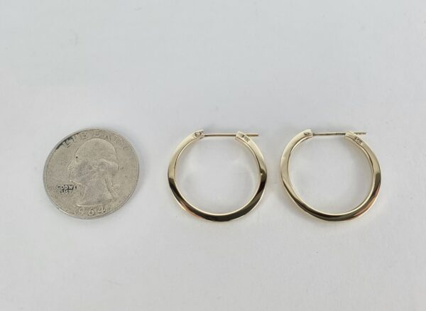 14k Yellow Gold 2.1mm Square Wire Drop Hanging Dangle Dangling Hoop Earrings 1'' - Image 7