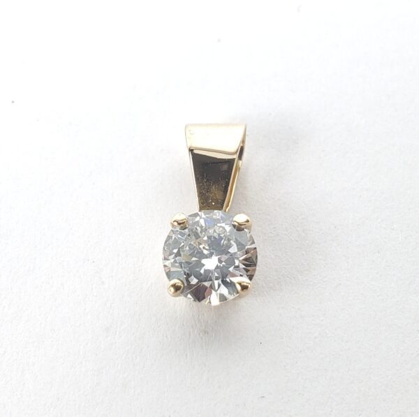 14k Yellow Gold .50ct Natural Round Brilliant Diamond Solitaire Drop Pendant - Image 3