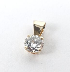 14k Yellow Gold .50ct Natural Round Brilliant Diamond Solitaire Drop Pendant