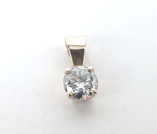 14k Yellow Gold .50ct Natural Round Brilliant Diamond Solitaire Drop Pendant - Image 4