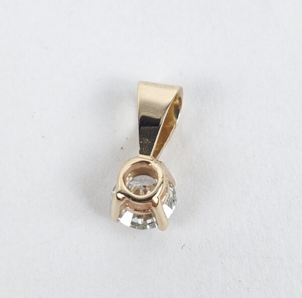14k Yellow Gold .50ct Natural Round Brilliant Diamond Solitaire Drop Pendant - Image 5
