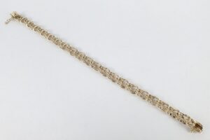 14k Yellow Gold 6.8-7.25mm Double Curb Charm Bracelet 7 1/8''