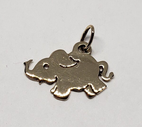 14k Yellow Gold Elephant Good Luck Fortune Blessing Charm Pendant - Image 3
