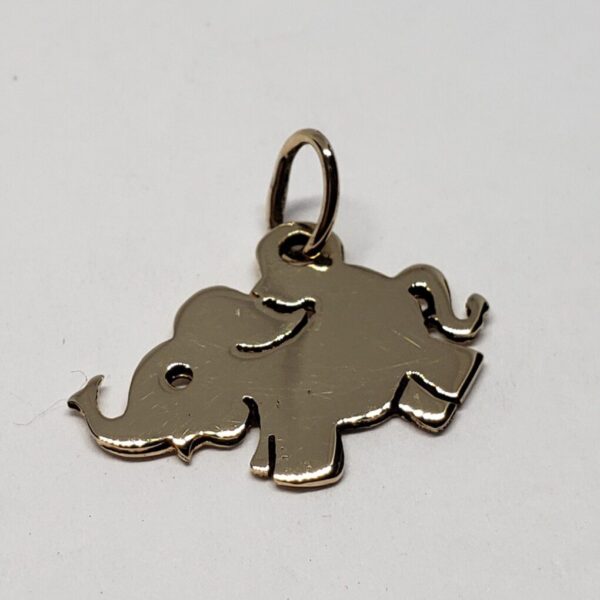 14k Yellow Gold Elephant Good Luck Fortune Blessing Charm Pendant - Image 4