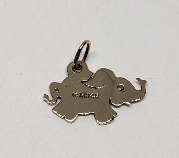 14k Yellow Gold Elephant Good Luck Fortune Blessing Charm Pendant - Image 5