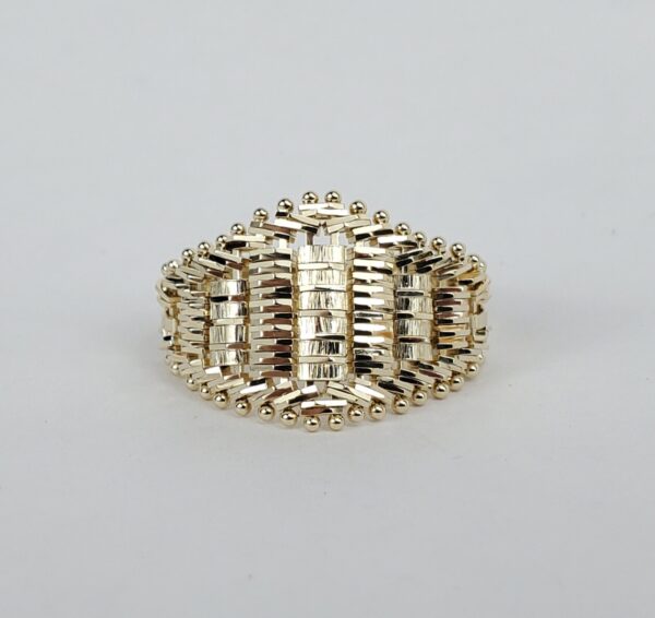 14k Yellow Gold Flexible Mesh Woven Weave Tappered Band Ring 8.25'' - Image 3