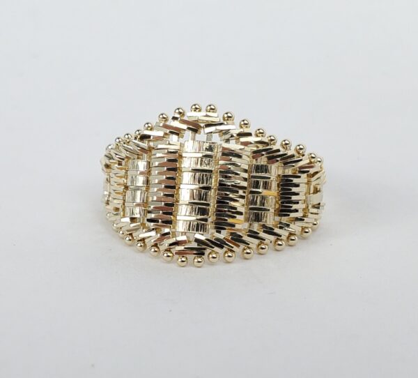 14k Yellow Gold Flexible Mesh Woven Weave Tappered Band Ring 8.25'' - Image 4