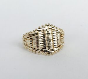 14k Yellow Gold Flexible Mesh Woven Weave Tappered Band Ring 8.25''