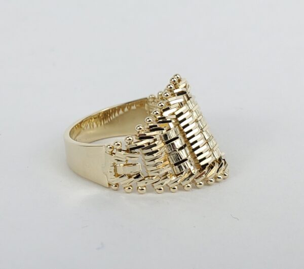 14k Yellow Gold Flexible Mesh Woven Weave Tappered Band Ring 8.25'' - Image 5