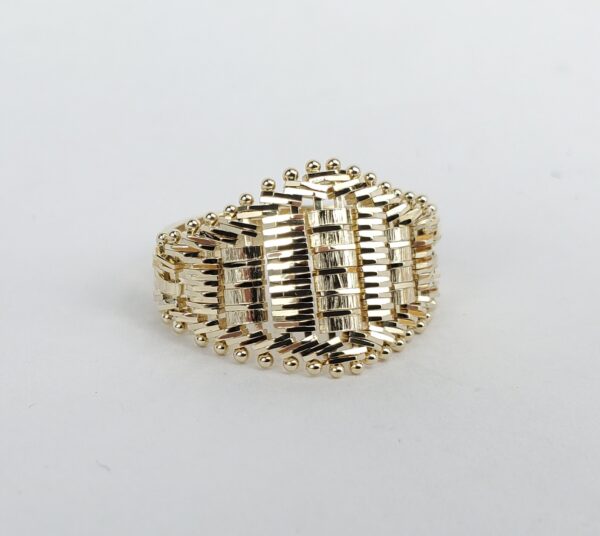 14k Yellow Gold Flexible Mesh Woven Weave Tappered Band Ring 8.25''