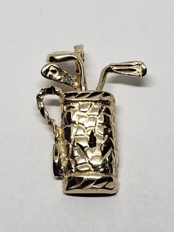 14k Yellow Gold Golf Bag Clubs Pitching Sand Wedge Putter Sports Charm Pendant - Image 5