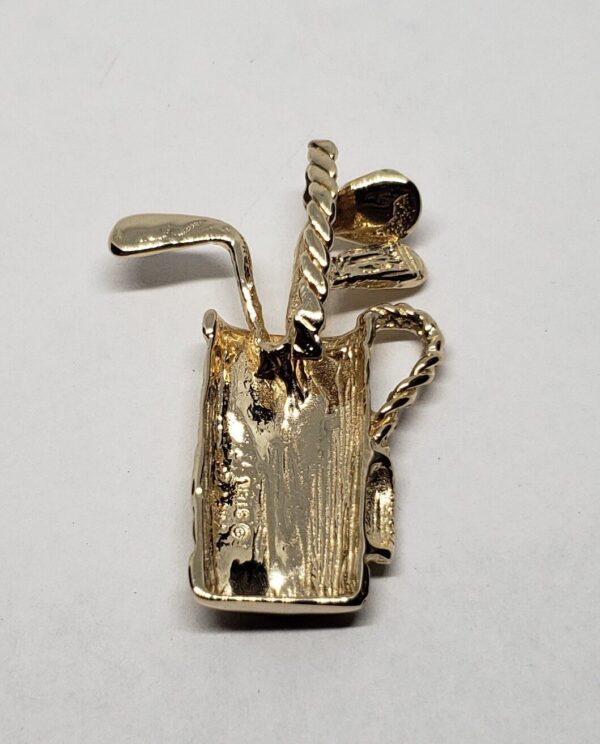 14k Yellow Gold Golf Bag Clubs Pitching Sand Wedge Putter Sports Charm Pendant - Image 6