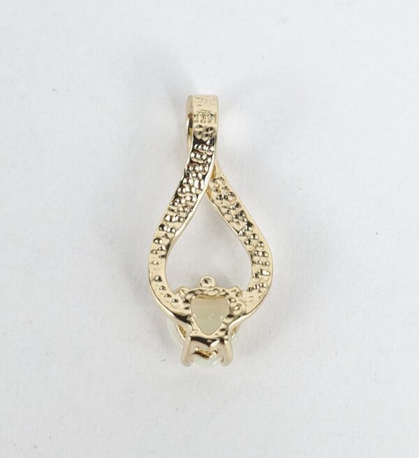 14k Yellow Gold Heart Shape Opal Diamond Drop Dangle Dangling Slider Pendant 7/8 - Image 4